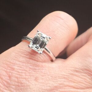 Platinum Diamond Emerald Cut Engagement Ring